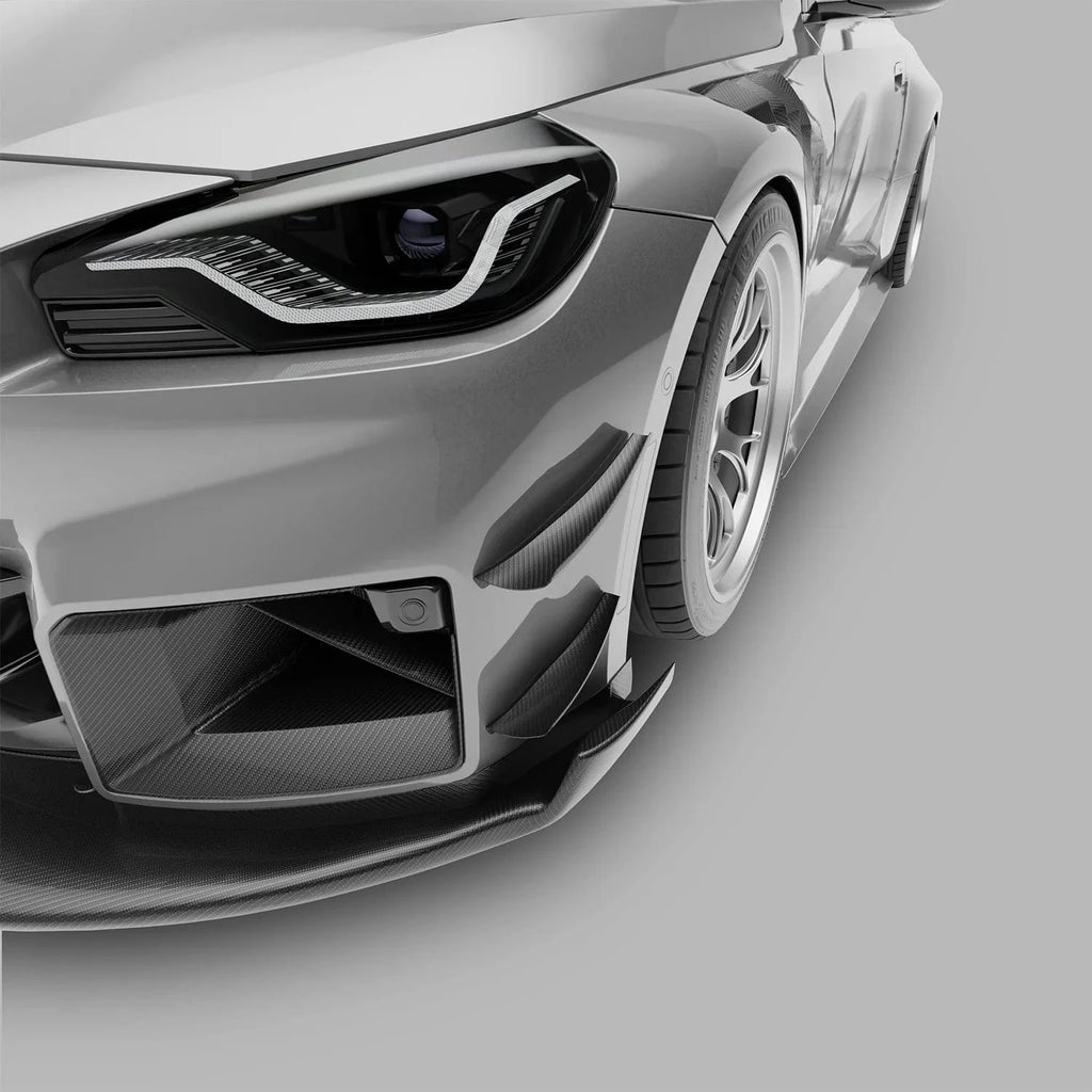 Kies-Motorsports Revozport Revozport   Carbon Fiber Front Bumper Canards for BMW G87 M2