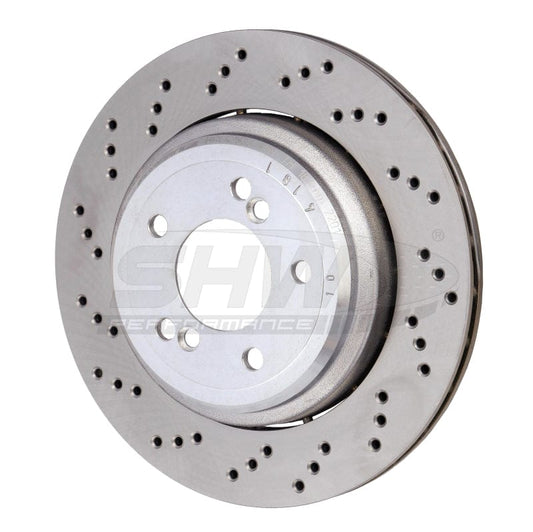 Kies-Motorsports SHW Performance SHW 06-08 BMW Z4 3.2L Left Rear Cross-Drilled Lightweight Brake Rotor (34212282303)