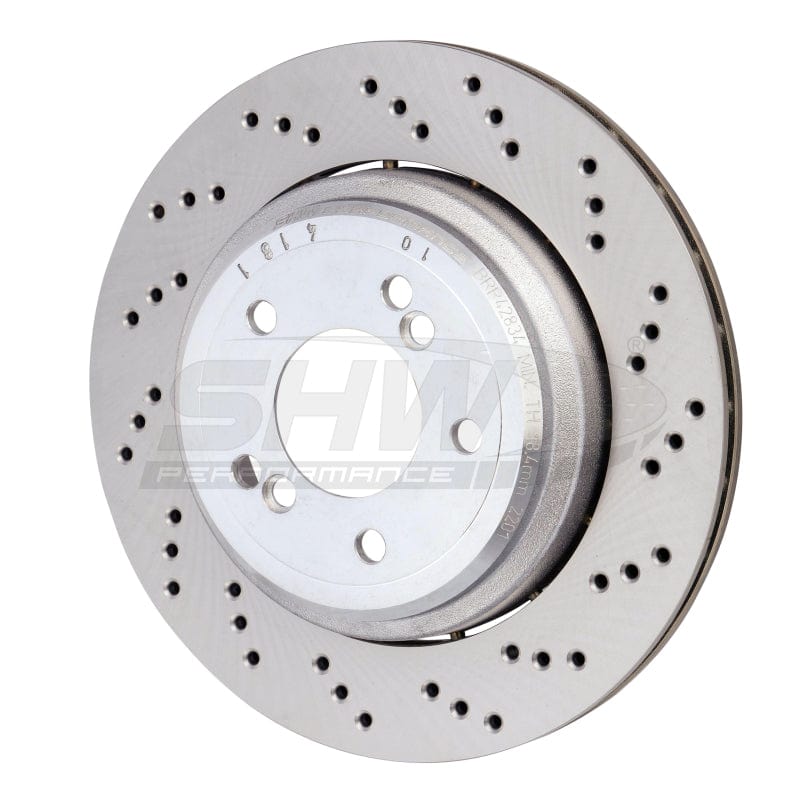 Kies-Motorsports SHW Performance SHW 06-08 BMW Z4 3.2L Right Rear Cross-Drilled Lightweight Brake Rotor (34212282304)