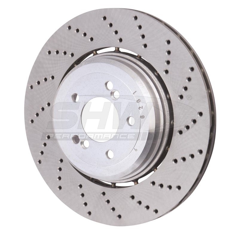 Kies-Motorsports SHW Performance SHW 06-10 BMW M5 5.0L Right Rear Cross-Drilled Lightweight Brake Rotor (34212282808) Main image