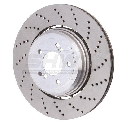 Kies-Motorsports SHW Performance SHW 06-10 BMW M5 5.0L Right Rear Cross-Drilled Lightweight Brake Rotor (34212282808)