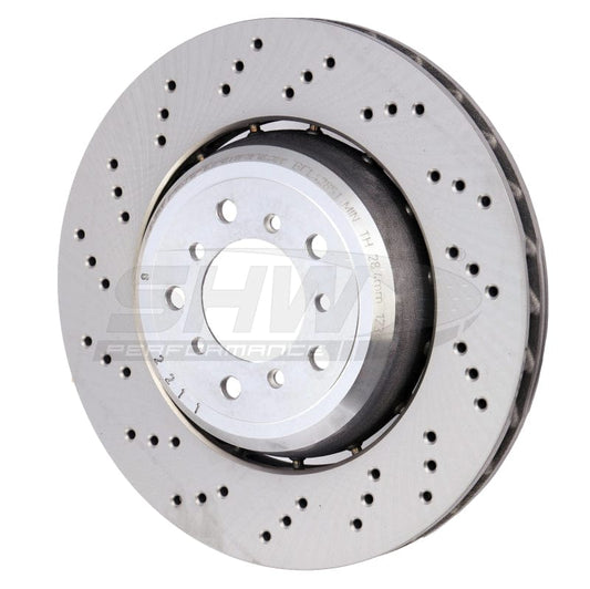 Kies-Motorsports SHW Performance SHW 08-13 BMW M3 4.0L Left Front Cross-Drilled Lightweight Brake Rotor (34112283801)