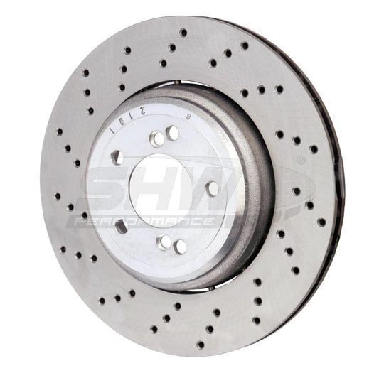 Kies-Motorsports SHW Performance SHW 08-13 BMW M3 4.0L Left Rear Cross-Drilled Lightweight Brake Rotor (34212283803)