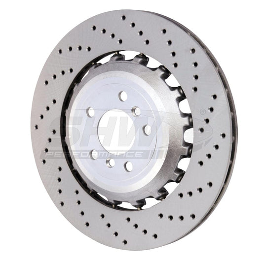 Kies-Motorsports SHW Performance SHW 11-16 BMW M5 4.4L Right Rear Cross-Drilled Lightweight Brake Rotor (34212284104)