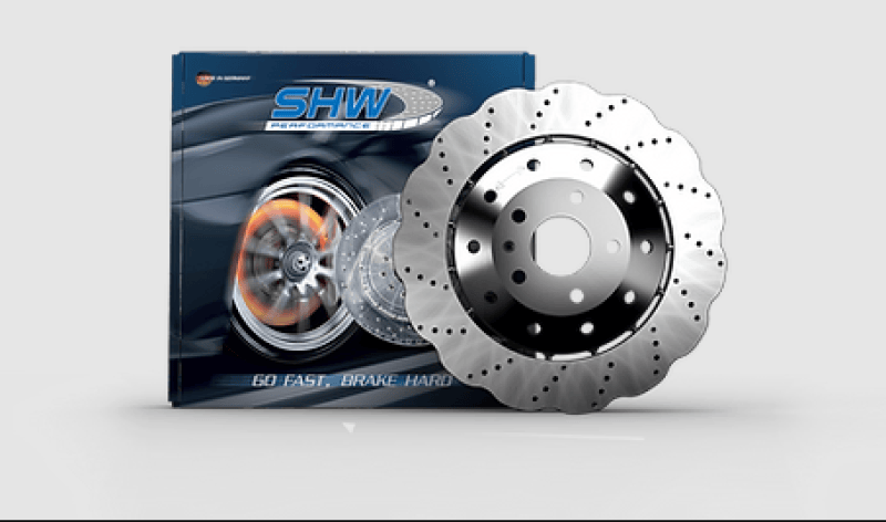 Kies-Motorsports SHW Performance SHW 13-15 Audi RS5 4.2L Rear Drilled-Dimpled Lightweight Wavy Brake Rotor (8T0615601A)