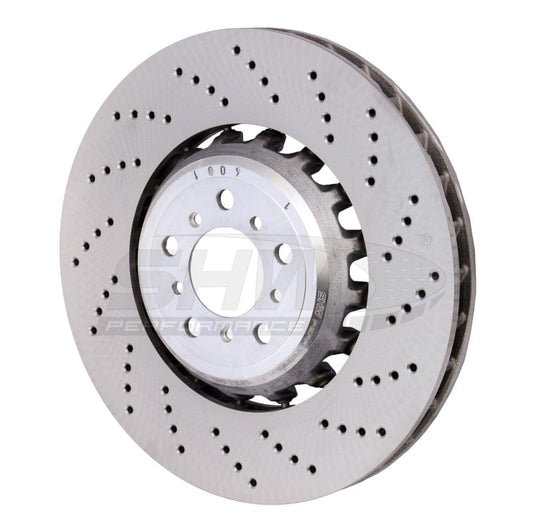 Kies-Motorsports SHW Performance SHW 13-16 BMW M5 4.4L Right Front Cross-Drilled Lightweight Brake Rotor (34112284102)