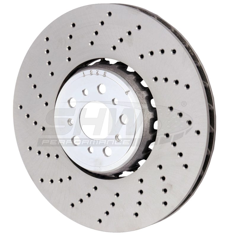 Kies-Motorsports SHW Performance SHW 18-21 BMW M5 4.4L Left Front Cross-Drilled Lightweight Brake Rotor (34117991101)