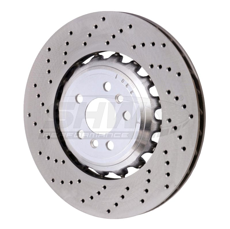 Kies-Motorsports SHW Performance SHW 18-21 BMW M5 4.4L Left Rear Cross-Drilled Lightweight Brake Rotor (34217991103)