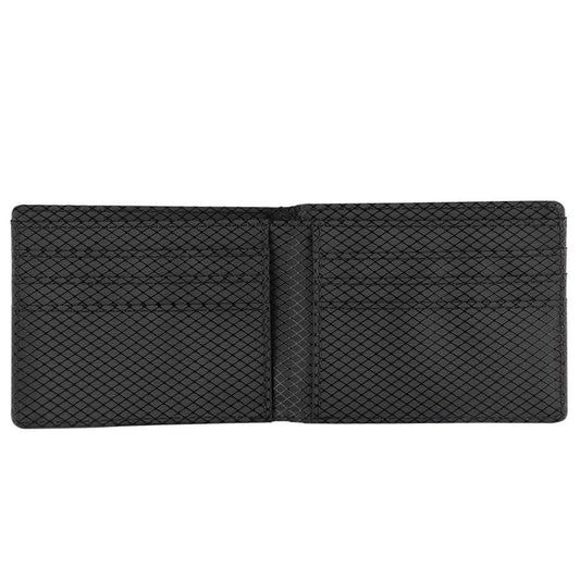 Kies-Motorsports Simply Carbon Fiber Alcantara & Real Carbon Fiber Bi-Fold Wallet (Red Stitching)