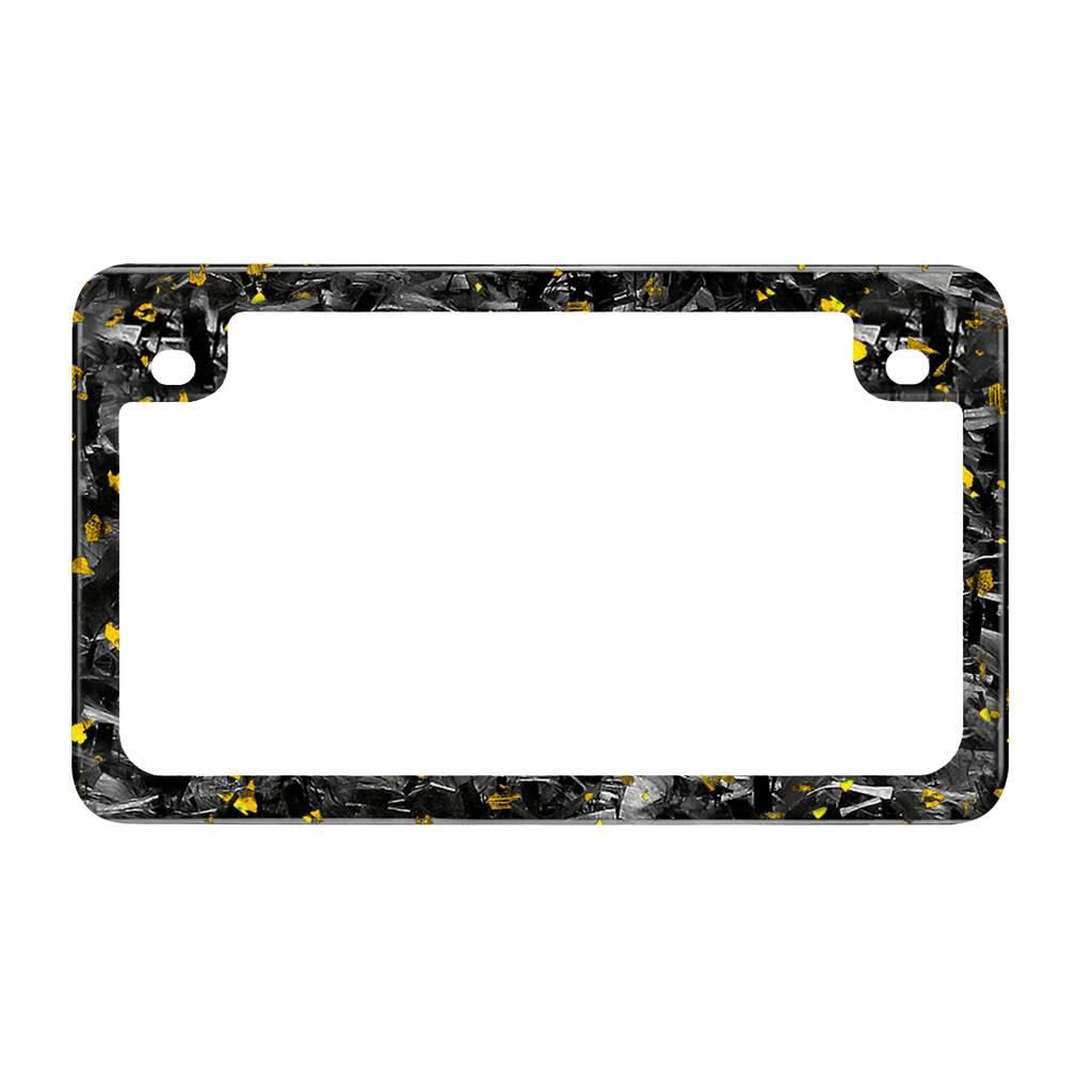 Kies-Motorsports Simply Carbon Fiber Flake Forged Carbon Fiber Motorcycle License Plate Frame Gold Flake Forged