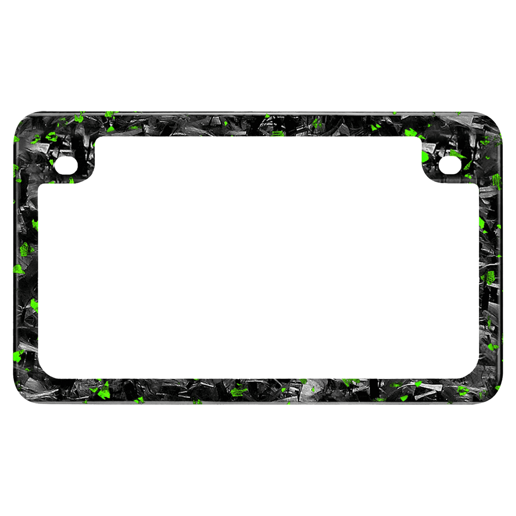 Kies-Motorsports Simply Carbon Fiber Flake Forged Carbon Fiber Motorcycle License Plate Frame Green Flake Forged