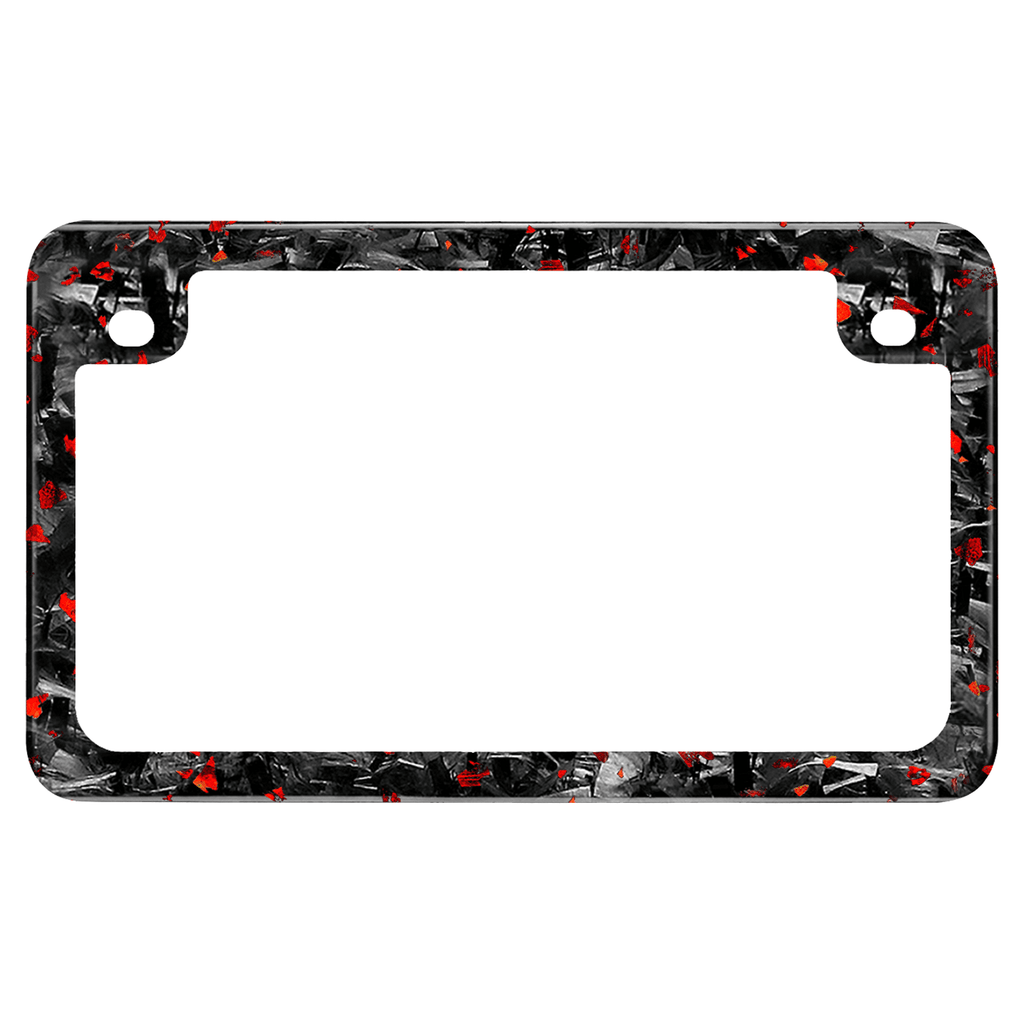 Kies-Motorsports Simply Carbon Fiber Flake Forged Carbon Fiber Motorcycle License Plate Frame Red Flake Forged
