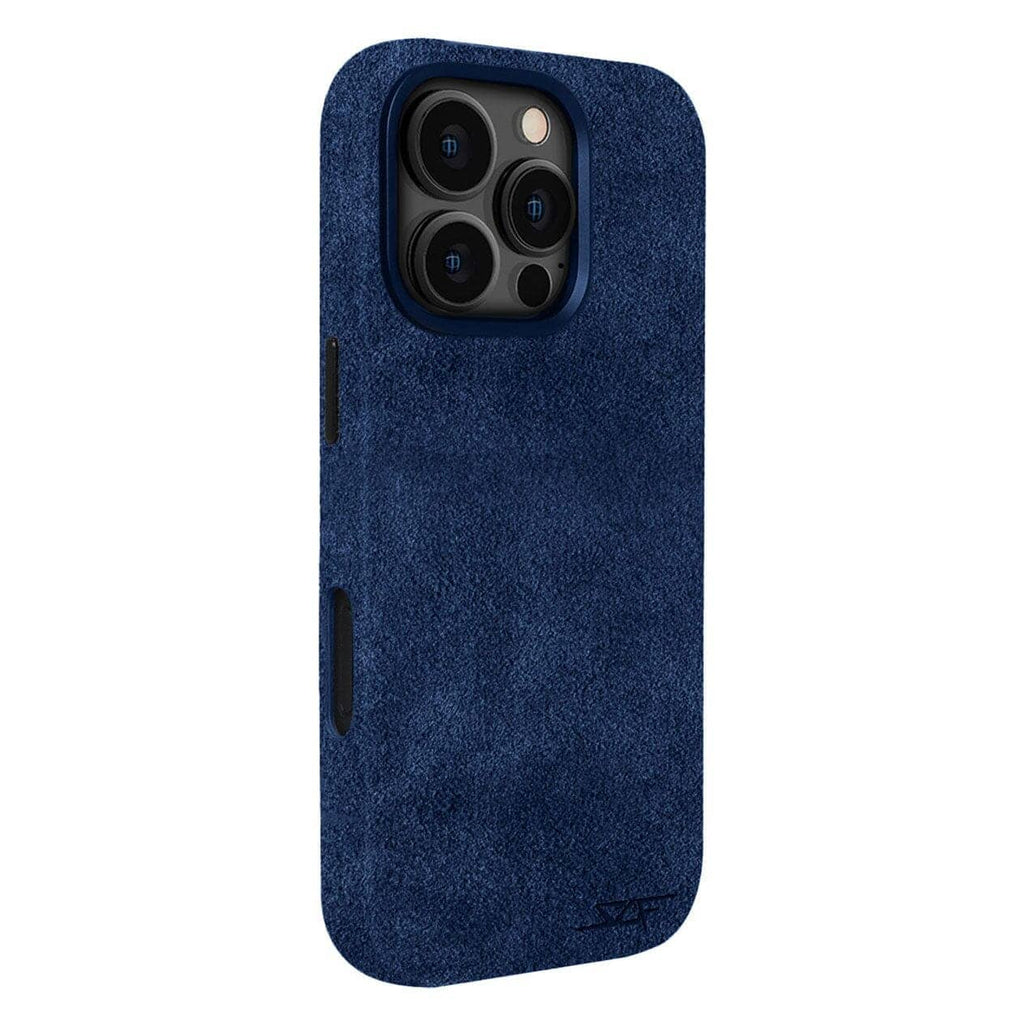 Kies-Motorsports Simply Carbon Fiber iPhone | Alcantara Case | GHOST Series Blue Alcantara / iPhone 16 Pro Max