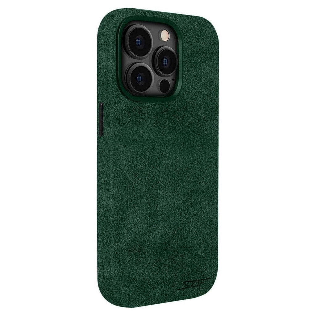 Kies-Motorsports Simply Carbon Fiber iPhone | Alcantara Case | GHOST Series Green Alcantara / iPhone 15 Pro Max
