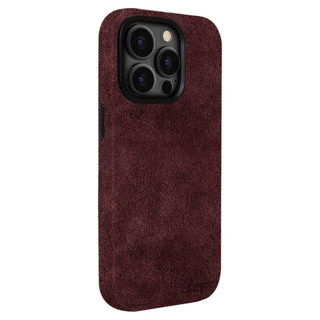 Kies-Motorsports Simply Carbon Fiber iPhone | Alcantara Case | GHOST Series Red Alcantara / iPhone 15 Pro Max