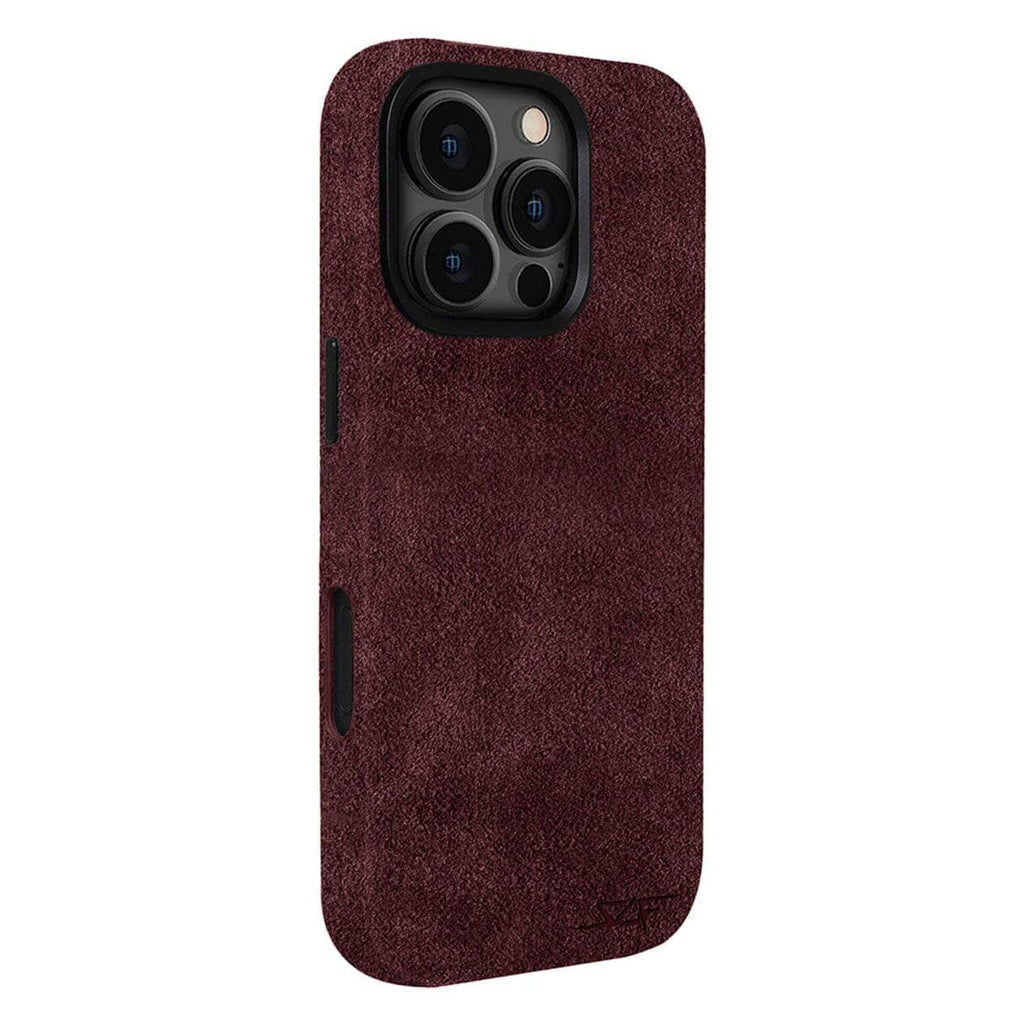 Kies-Motorsports Simply Carbon Fiber iPhone | Alcantara Case | GHOST Series Red Alcantara / iPhone 16 Pro Max