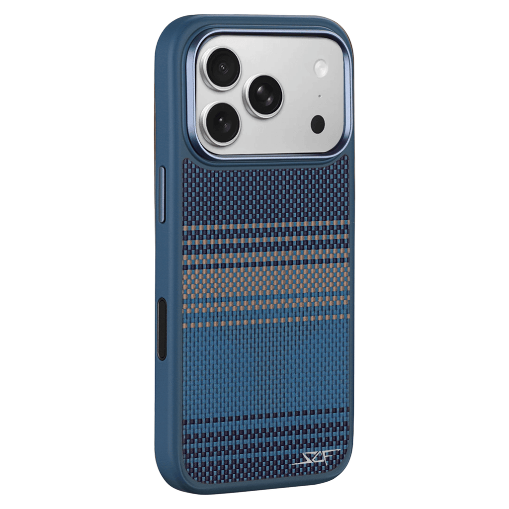 Kies-Motorsports Simply Carbon Fiber iPhone | Aramid Fiber Case | ARMOR Series Radiant Blue Aramid Fiber / iPhone 17 Pro Max