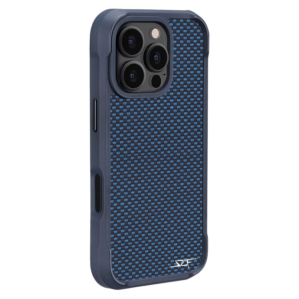 Kies-Motorsports Simply Carbon Fiber iPhone | Aramid Fiber Case | SPORT Series Blue Aramid Fiber / iPhone 16 Pro Max