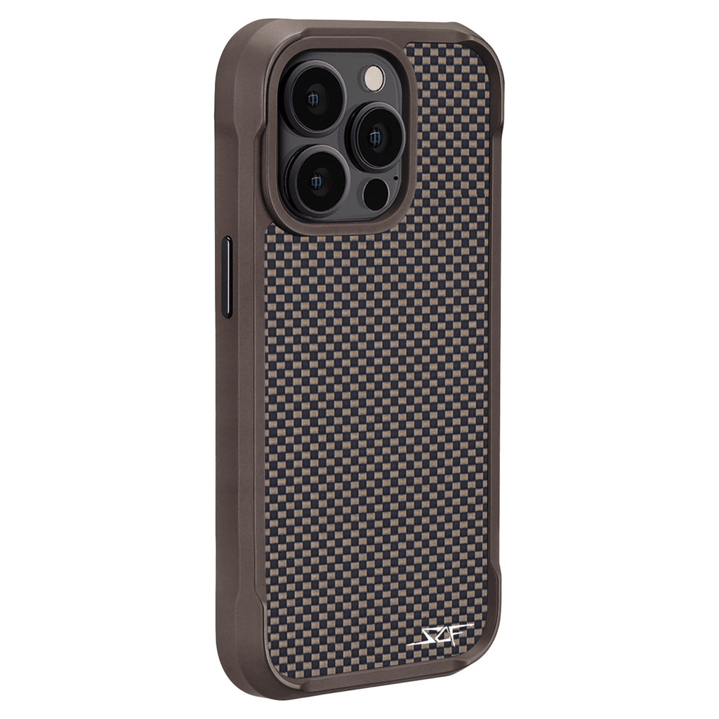 Kies-Motorsports Simply Carbon Fiber iPhone | Aramid Fiber Case | SPORT Series Brown Aramid Fiber / iPhone 15 Pro Max