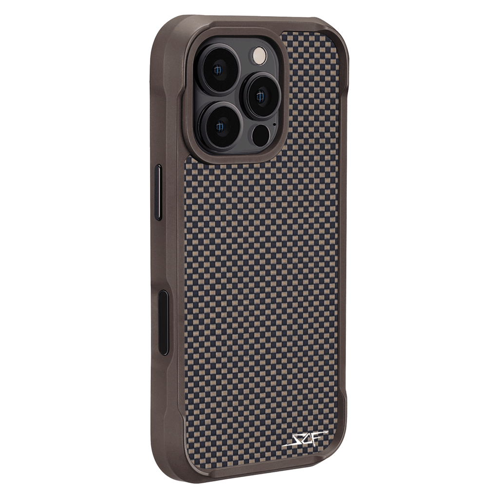 Kies-Motorsports Simply Carbon Fiber iPhone | Aramid Fiber Case | SPORT Series Brown Aramid Fiber / iPhone 16 Pro Max
