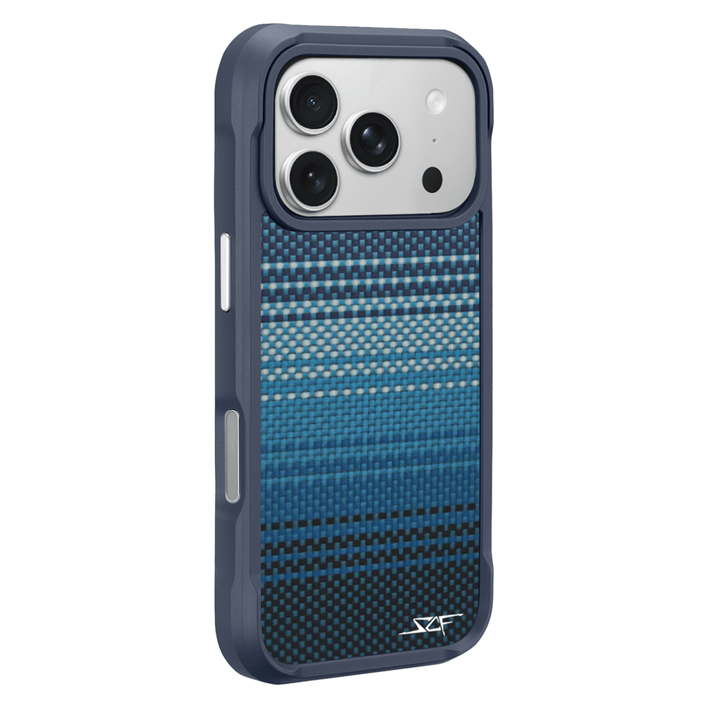Kies-Motorsports Simply Carbon Fiber iPhone | Aramid Fiber Case | SPORT Series Radiant Blue Aramid Fiber / iPhone 17 Pro Max