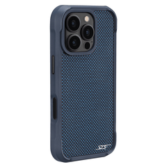 Kies-Motorsports Simply Carbon Fiber iPhone | Blue Aramid Fiber Case | SPORT Series iPhone 16 Pro Max