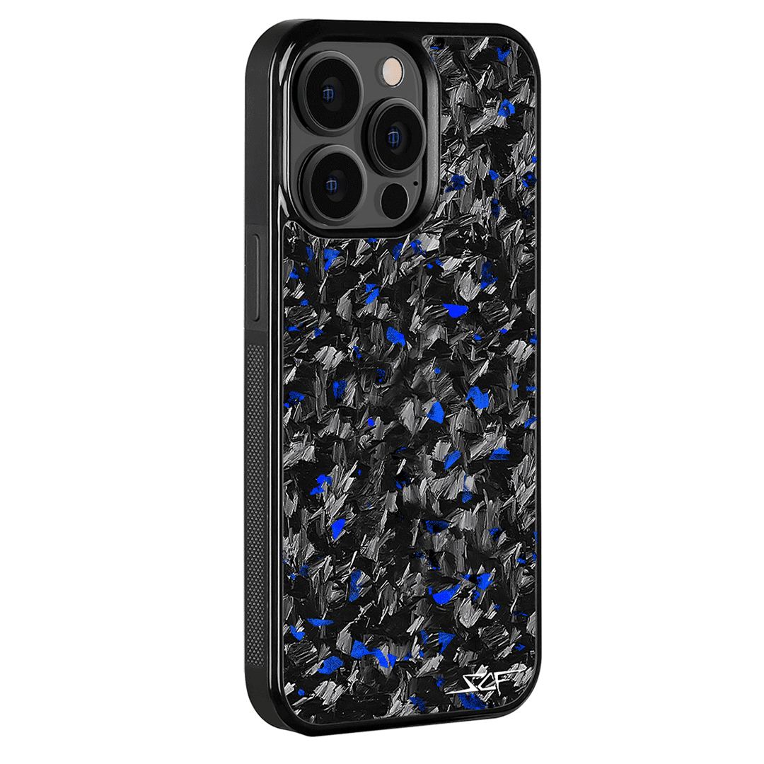Kies-Motorsports Simply Carbon Fiber iPhone | Blue Flake Forged Carbon Fiber Case | CLASSIC Series iPhone 15 Pro Max