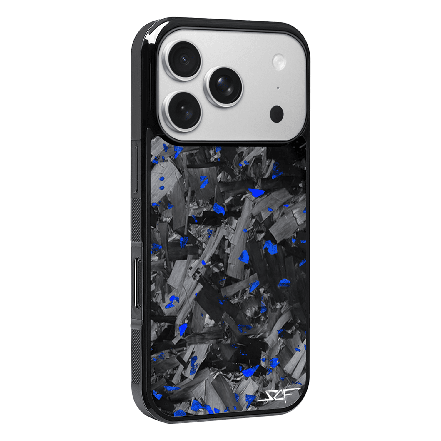 Kies-Motorsports Simply Carbon Fiber iPhone | Blue Flake Forged Chunk Carbon Fiber Case | CLASSIC Series iPhone 17 Pro Max