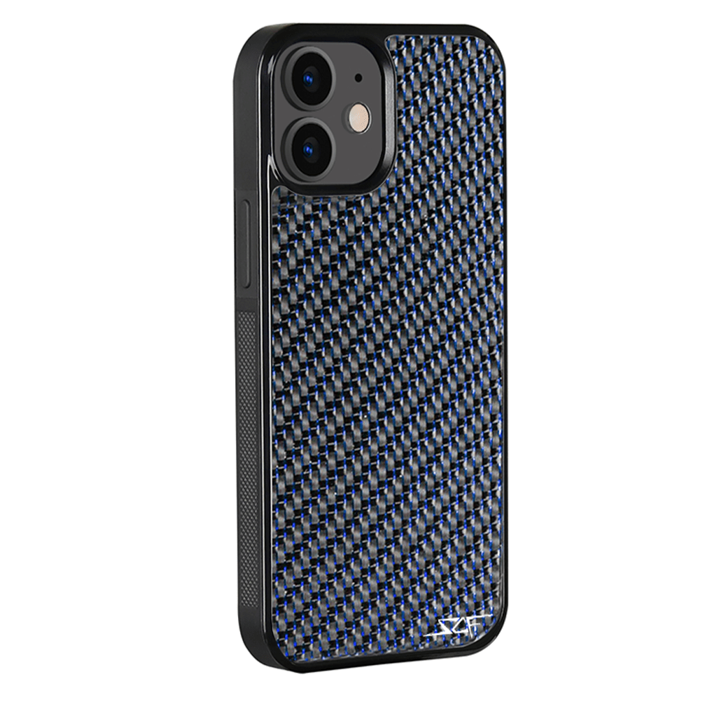 Kies-Motorsports Simply Carbon Fiber iPhone | Blue Lace Carbon Fiber Case | CLASSIC Series iPhone 12