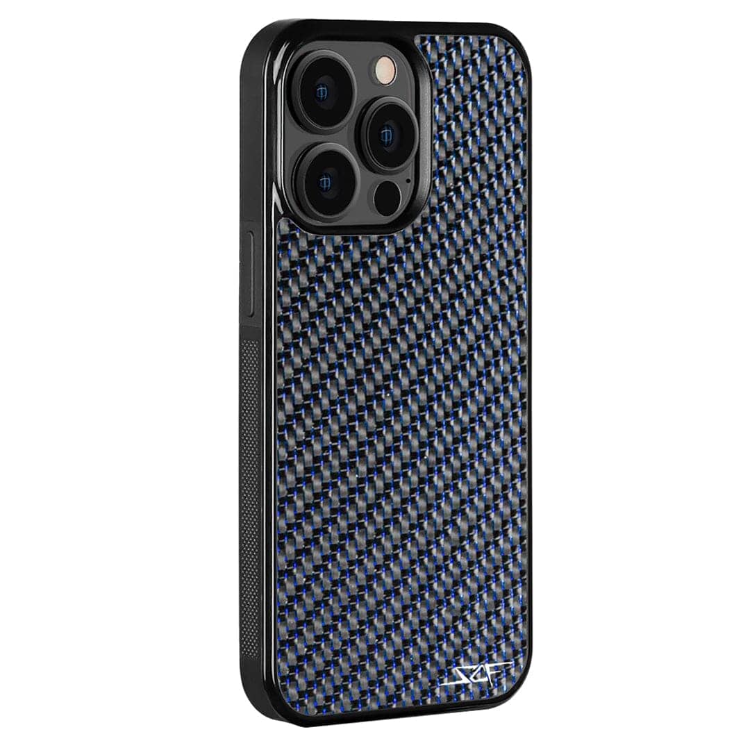 Kies-Motorsports Simply Carbon Fiber iPhone | Blue Lace Carbon Fiber Case | CLASSIC Series iPhone 15 Pro Max