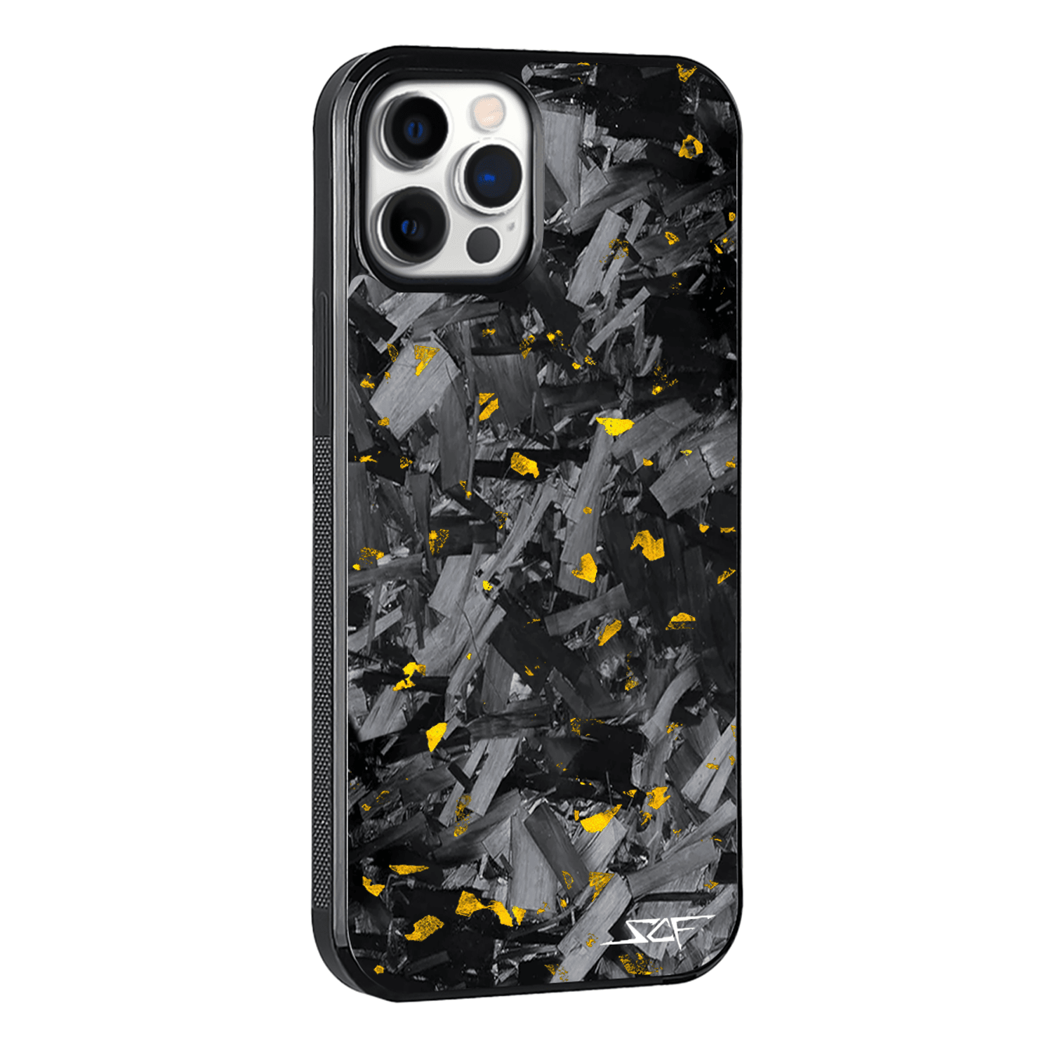 Kies-Motorsports Simply Carbon Fiber iPhone | Gold Flake Forged Chunk Carbon Fiber Case | CLASSIC Series iPhone 12 Pro Max