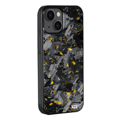 Kies-Motorsports Simply Carbon Fiber iPhone | Gold Flake Forged Chunk Carbon Fiber Case | CLASSIC Series iPhone 15 Plus