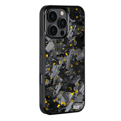 Kies-Motorsports Simply Carbon Fiber iPhone | Gold Flake Forged Chunk Carbon Fiber Case | CLASSIC Series iPhone 16 Pro Max