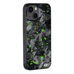 Kies-Motorsports Simply Carbon Fiber iPhone | Green Flake Forged Chunk Carbon Fiber Case | CLASSIC Series iPhone 15 Plus