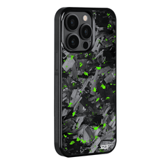 Kies-Motorsports Simply Carbon Fiber iPhone | Green Flake Forged Chunk Carbon Fiber Case | CLASSIC Series iPhone 15 Pro Max