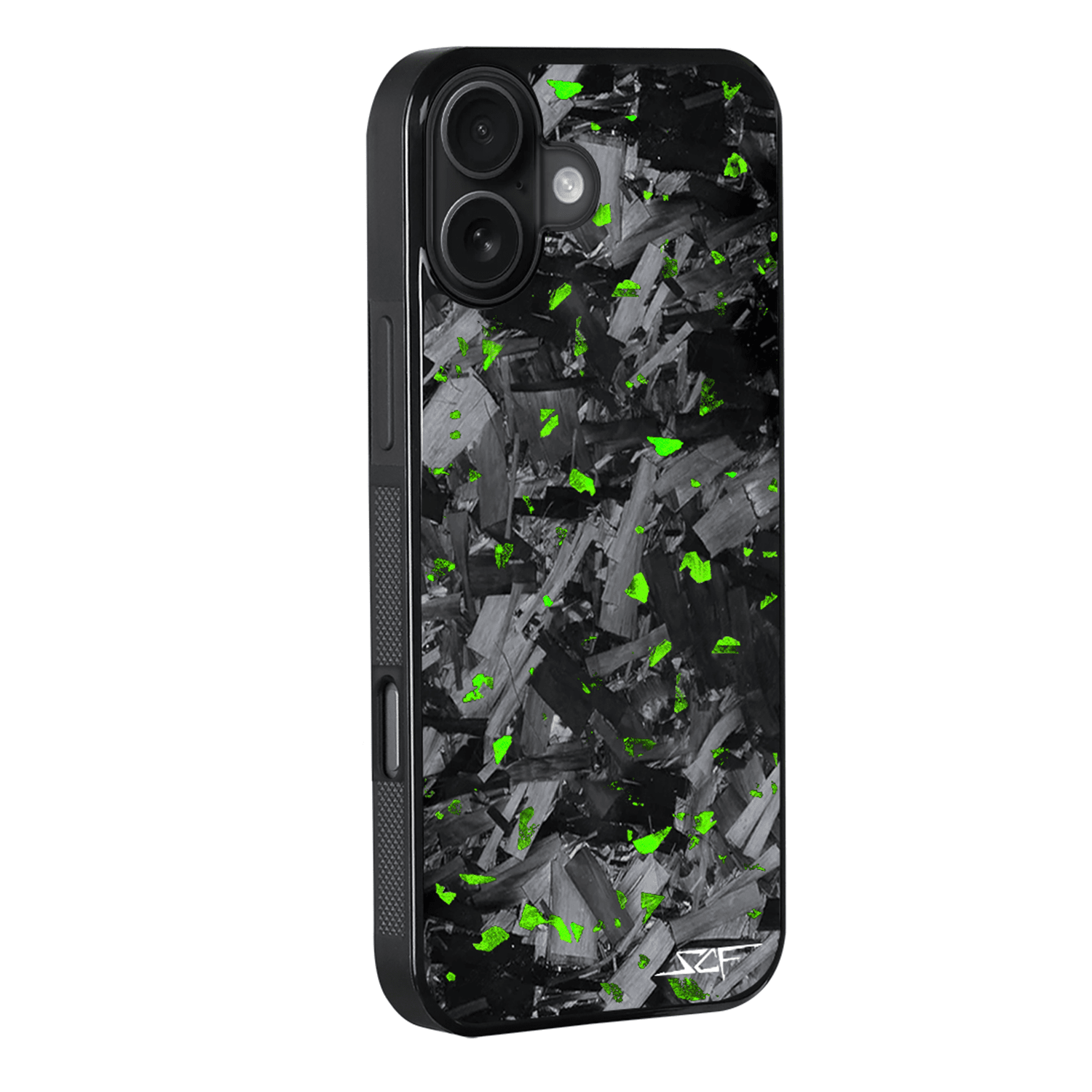Kies-Motorsports Simply Carbon Fiber iPhone | Green Flake Forged Chunk Carbon Fiber Case | CLASSIC Series iPhone 17