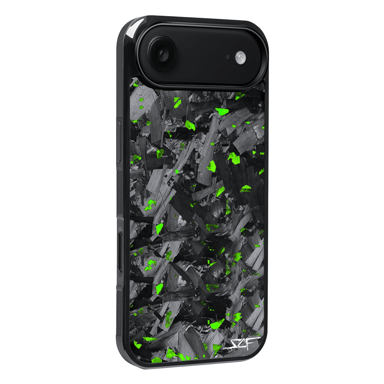 Kies-Motorsports Simply Carbon Fiber iPhone | Green Flake Forged Chunk Carbon Fiber Case | CLASSIC Series iPhone 17 Air