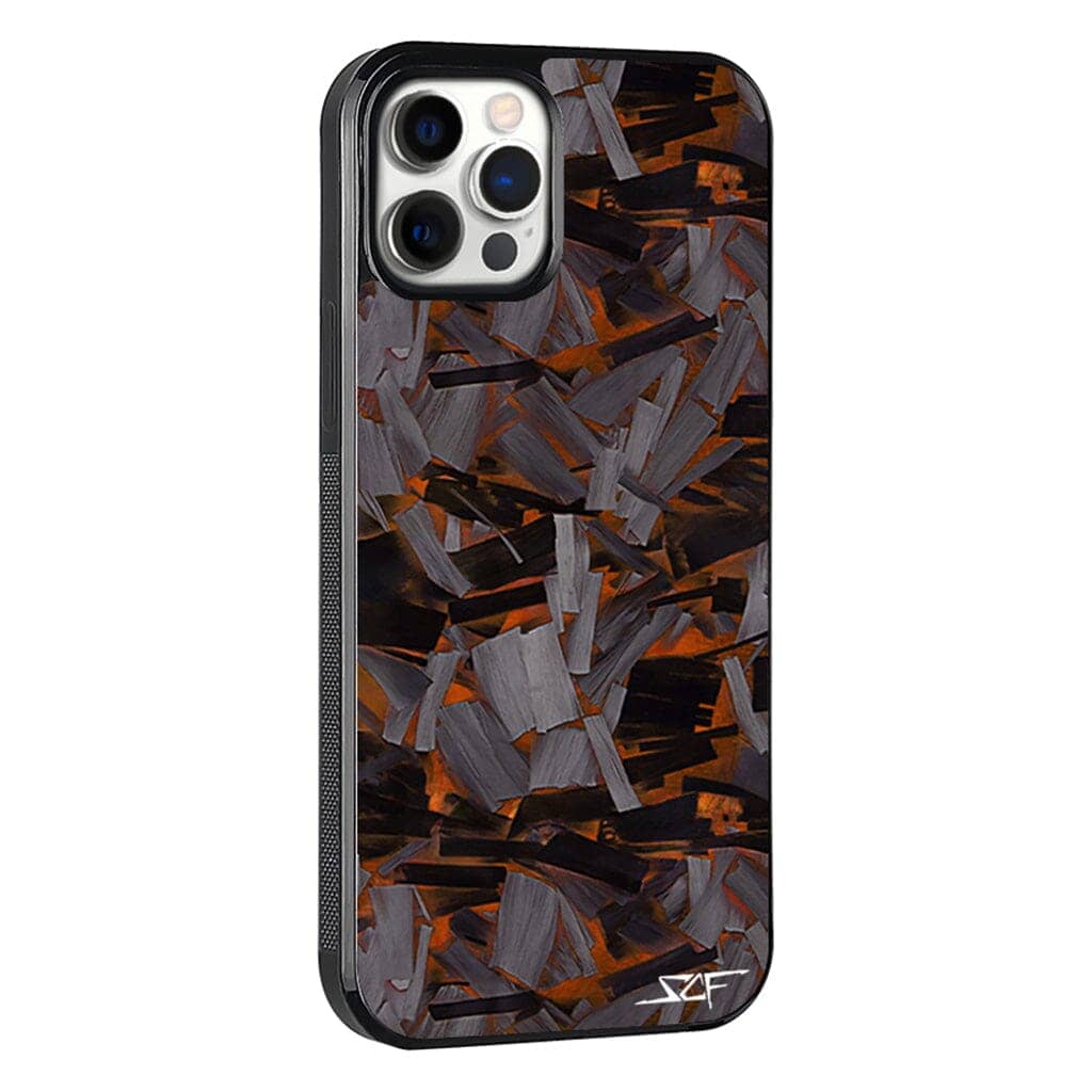 Kies-Motorsports Simply Carbon Fiber iPhone | Orange Lava Forged Carbon Fiber Phone Case | CLASSIC Series