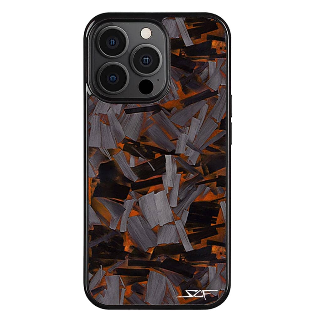 Kies-Motorsports Simply Carbon Fiber iPhone | Orange Lava Forged Carbon Fiber Phone Case | CLASSIC Series