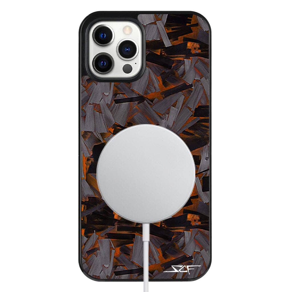 Kies-Motorsports Simply Carbon Fiber iPhone | Orange Lava Forged Carbon Fiber Phone Case | CLASSIC Series