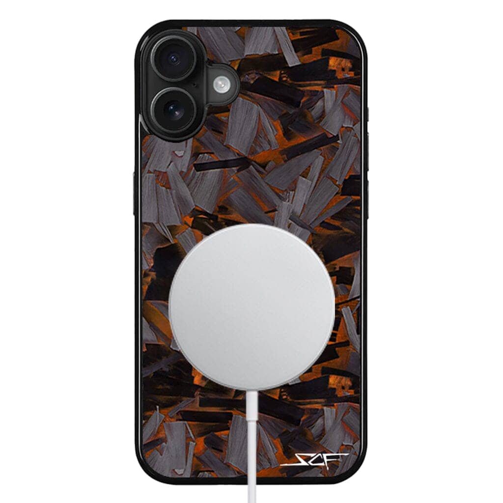 Kies-Motorsports Simply Carbon Fiber iPhone | Orange Lava Forged Carbon Fiber Phone Case | CLASSIC Series