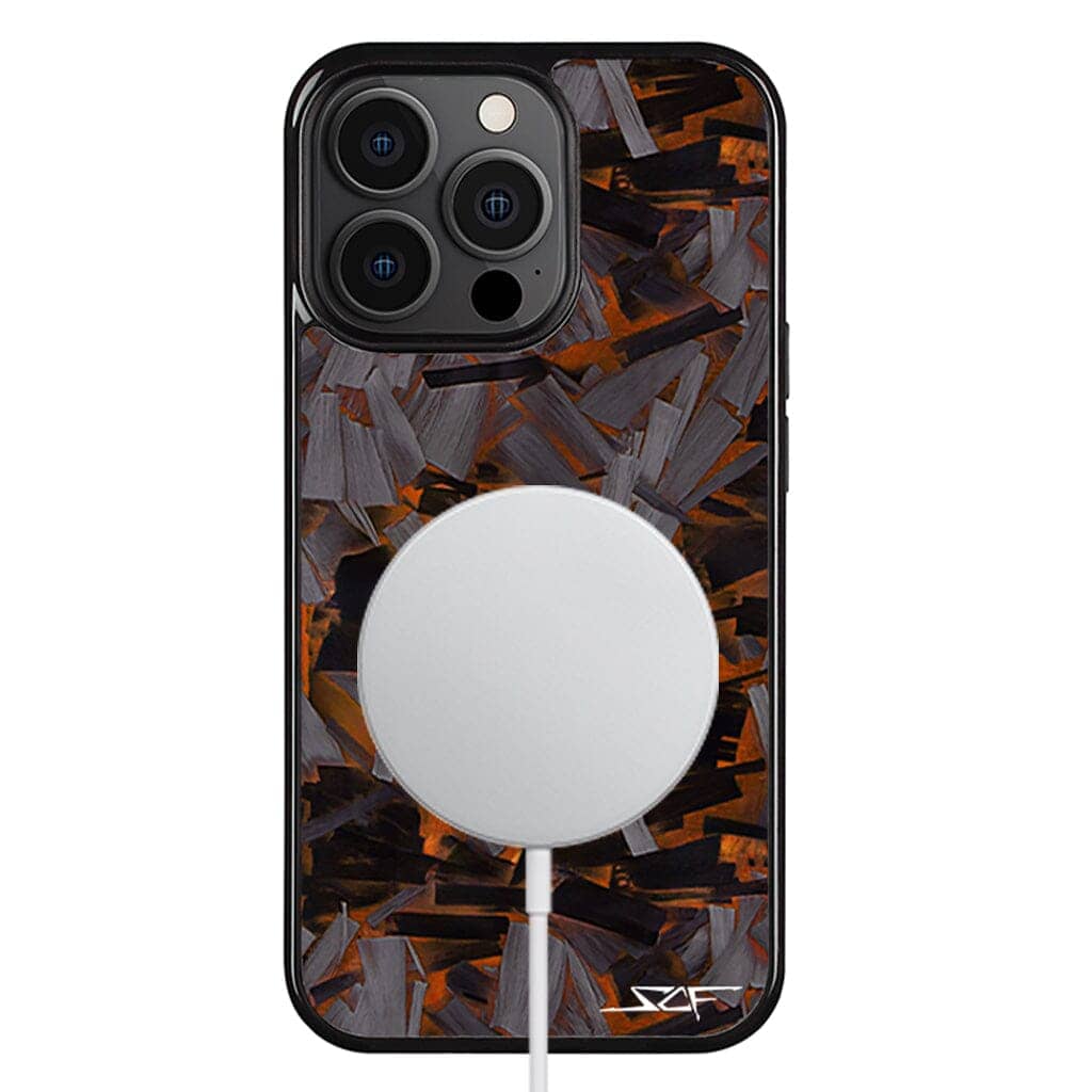 Kies-Motorsports Simply Carbon Fiber iPhone | Orange Lava Forged Carbon Fiber Phone Case | CLASSIC Series