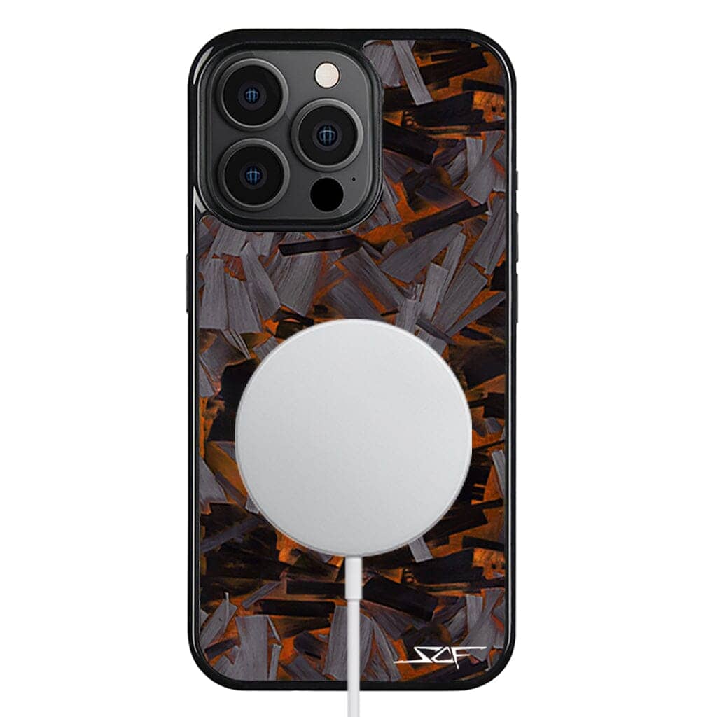 Kies-Motorsports Simply Carbon Fiber iPhone | Orange Lava Forged Carbon Fiber Phone Case | CLASSIC Series