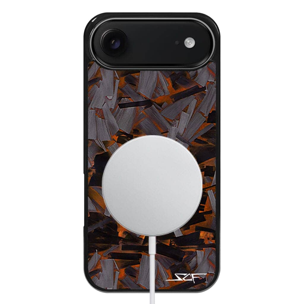 Kies-Motorsports Simply Carbon Fiber iPhone | Orange Lava Forged Carbon Fiber Phone Case | CLASSIC Series