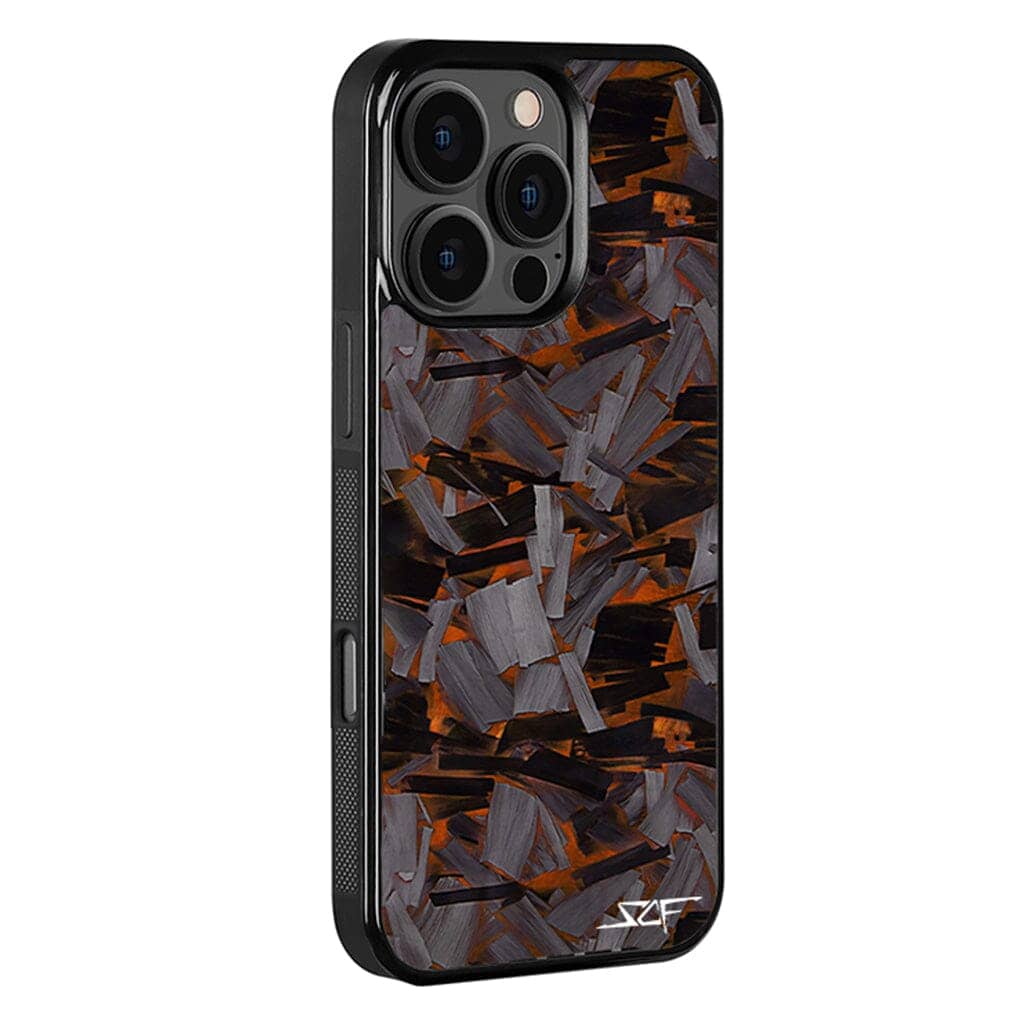 Kies-Motorsports Simply Carbon Fiber iPhone | Orange Lava Forged Carbon Fiber Phone Case | CLASSIC Series