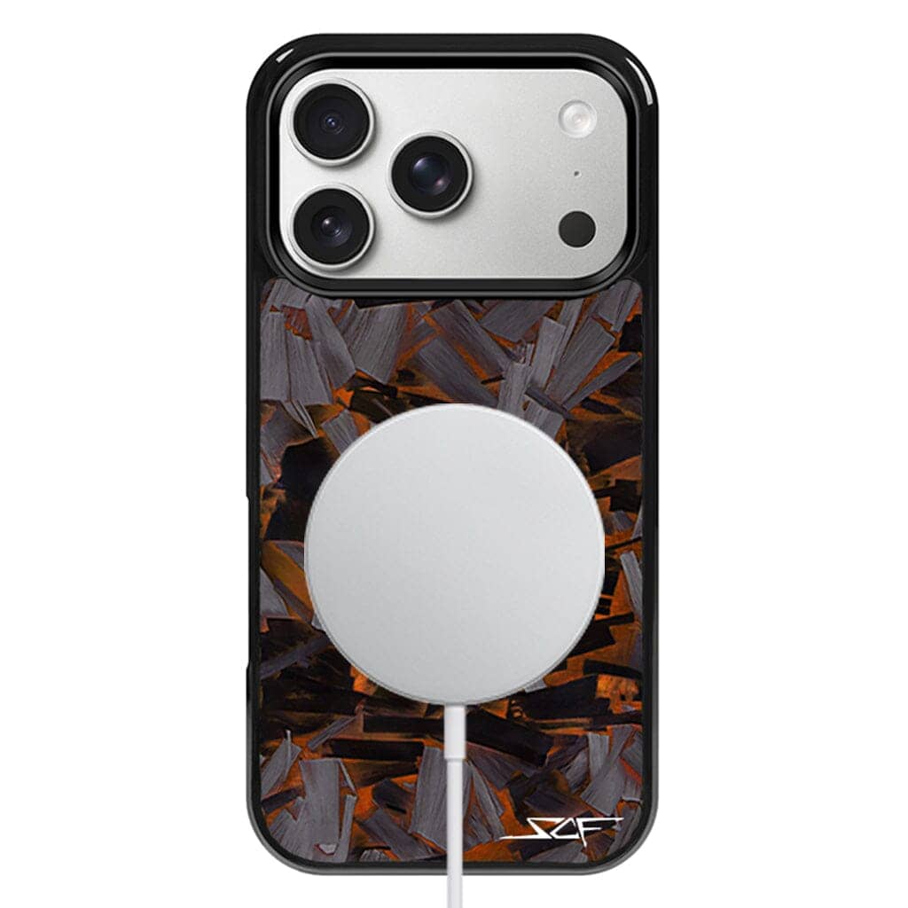 Kies-Motorsports Simply Carbon Fiber iPhone | Orange Lava Forged Carbon Fiber Phone Case | CLASSIC Series