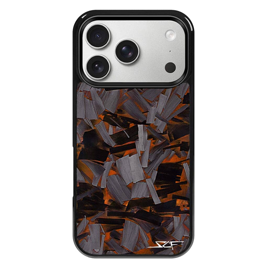 Kies-Motorsports Simply Carbon Fiber iPhone | Orange Lava Forged Carbon Fiber Phone Case | CLASSIC Series