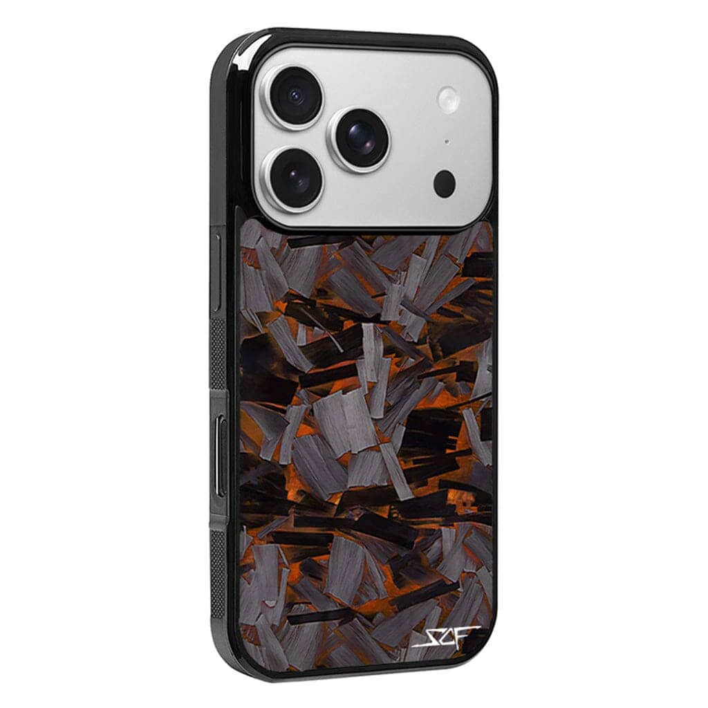 Kies-Motorsports Simply Carbon Fiber iPhone | Orange Lava Forged Carbon Fiber Phone Case | CLASSIC Series