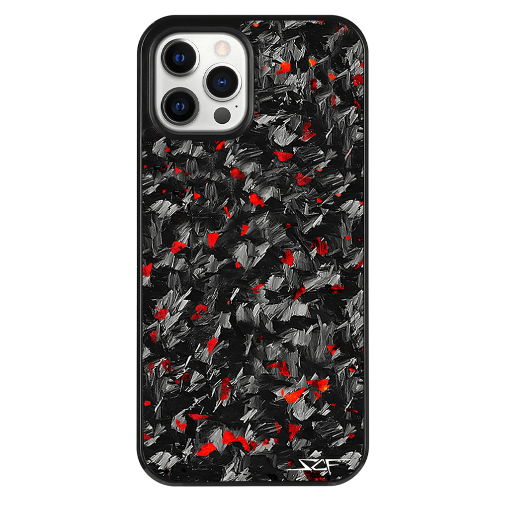 Kies-Motorsports Simply Carbon Fiber iPhone | Red Flake Forged Carbon Fiber Case | CLASSIC Series