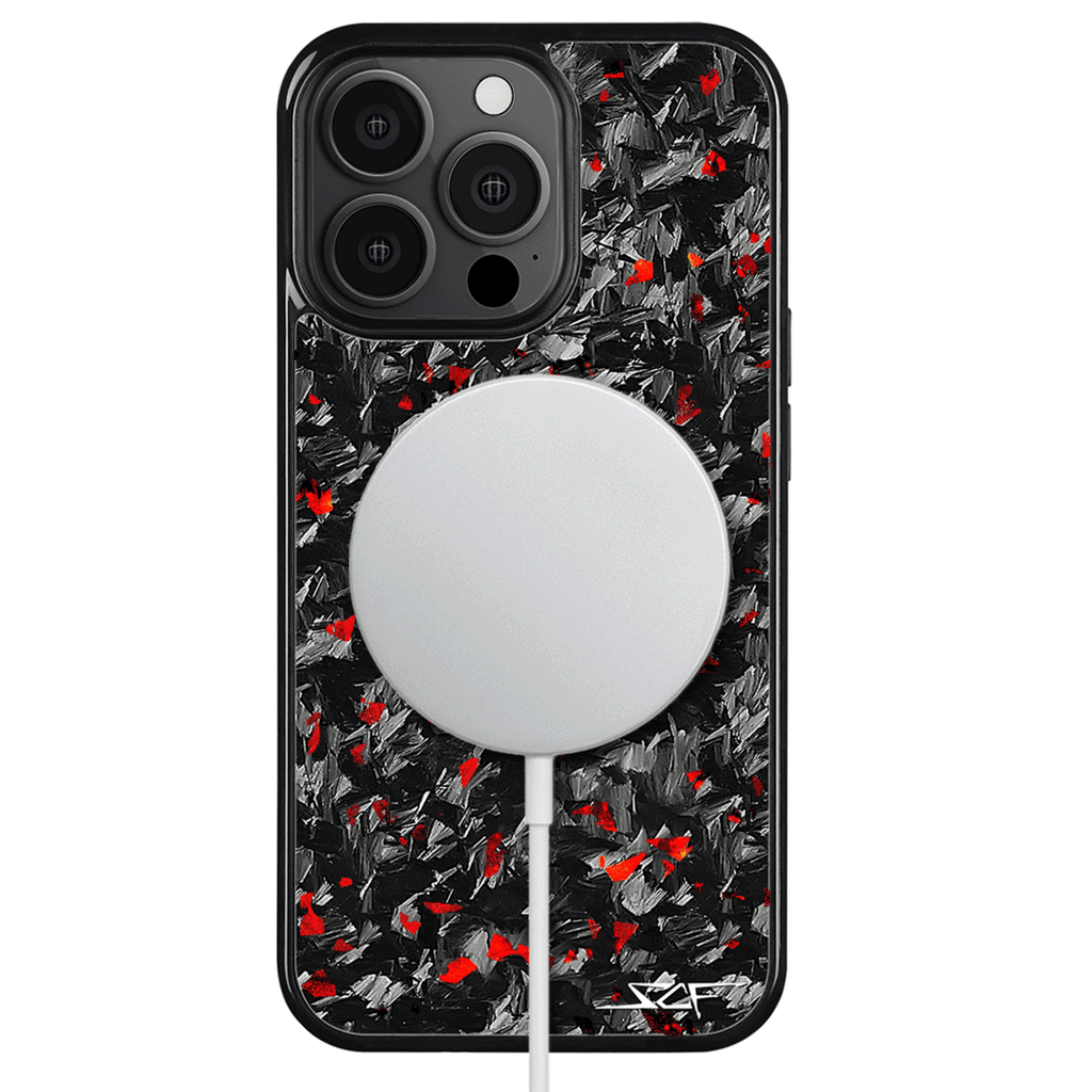 Kies-Motorsports Simply Carbon Fiber iPhone | Red Flake Forged Carbon Fiber Case | CLASSIC Series